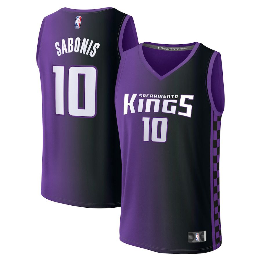 Men Sacramento Kings 10 Domantas Sabonis Fanatics Branded Purple Statement Edition 2023-24 Fast Break Replica NBA Jersey